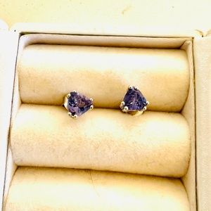 Tanzanite and sterling silver stud earrings